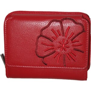 Branco Damenbörse Lederbörse mit Blumenmotiv Reißverschluss Portemonnaie