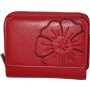 Branco Damenbörse Lederbörse mit Blumenmotiv Reißverschluss Portemonnaie