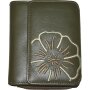 Branco Damenbörse Lederbörse mit Blumenmotiv Reißverschluss Portemonnaie grün