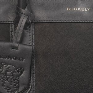 Burkely große Lederhandtasche schwarz mit Schulterriemen Laptopfach