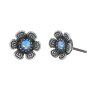 KONPLOTT Ohrstecker Love, Shine and Flowers blau antik Silber