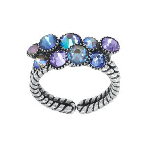 KONPLOTT Ring Water Cascade blau lila antik Silber...