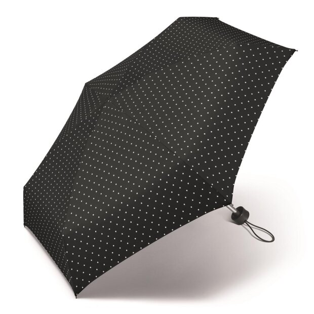 Happy Rain Taschenschirm Essential Regenschirm Ultra Mini dots schwarz