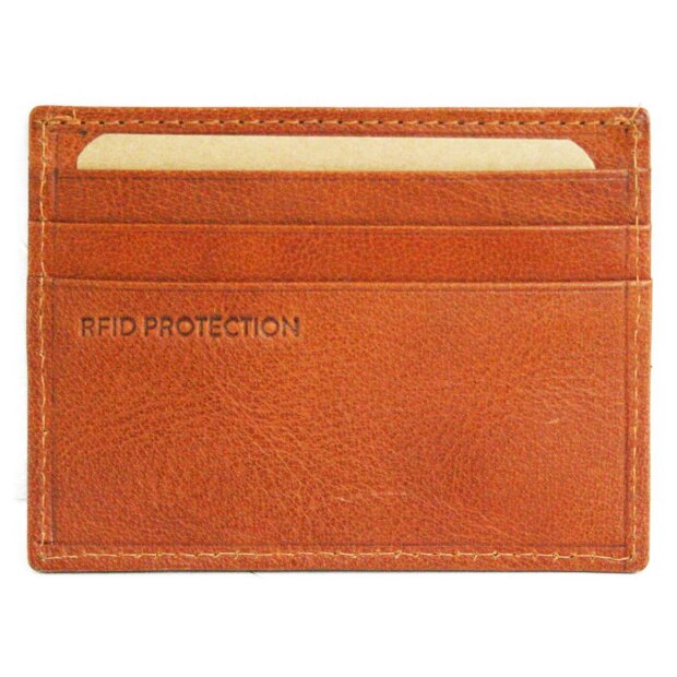 Leder Kartenmappe RFID Schutz cognac