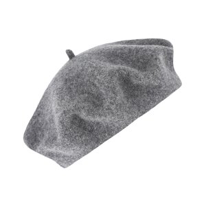 Baske Strickcalotte uni Pompon grau Mütze