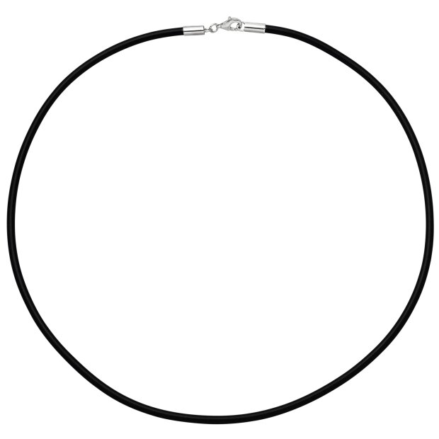 Halskette Kautschuck schwarz 38 cm 925 Silber Kette