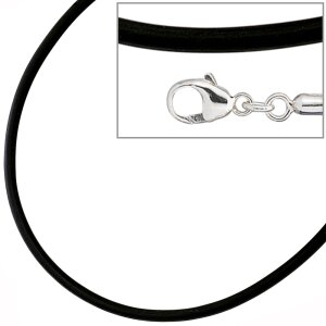 Halskette Kautschuk schwarz 38 cm 925 Silber Kette